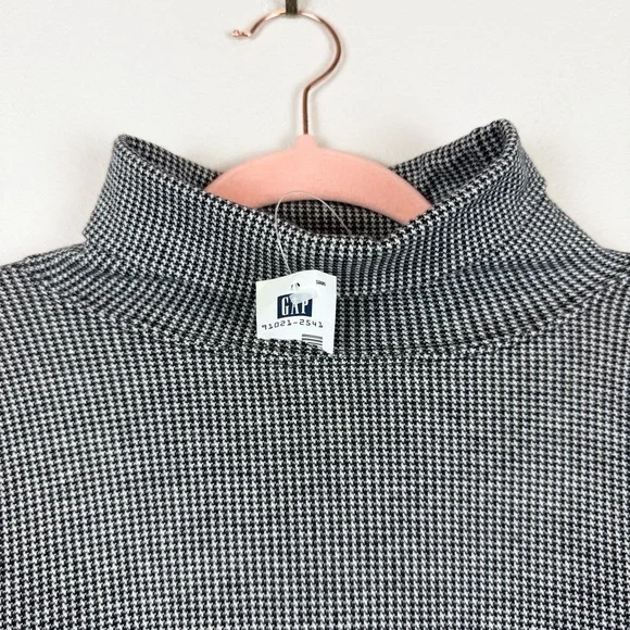 NWT Vintage Gap Houndstooth Turtleneck Long Sleeve Cotton Top Shirt Size Large - Picture 7 of 9